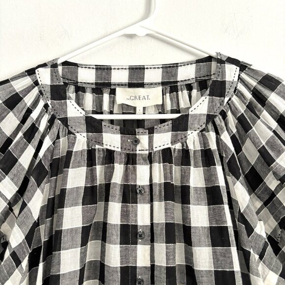 THE GREAT. Black and White Checkered Blouse - Picture 3 of 10